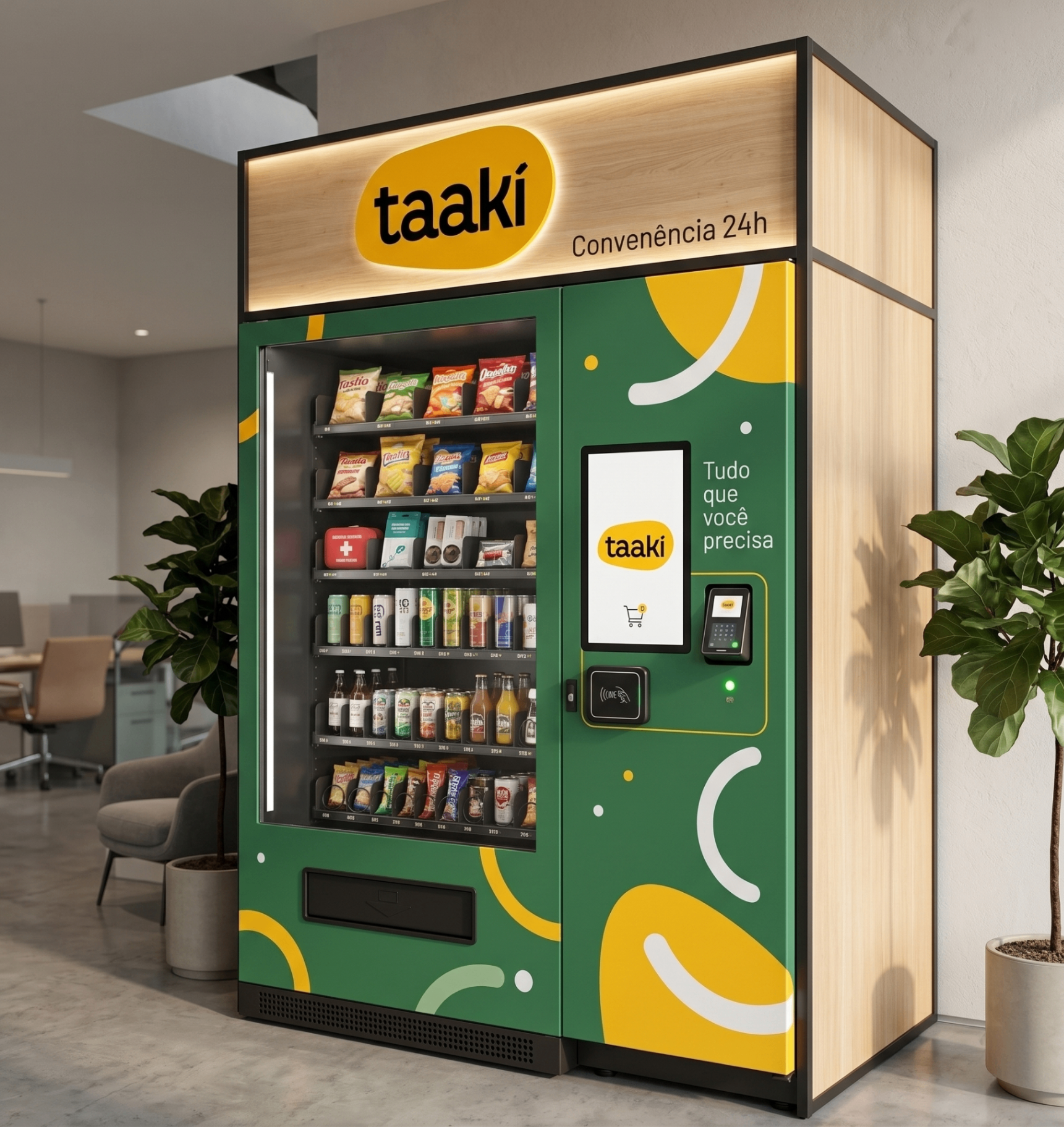 Pessoa pegando um produto em micro market Taaki